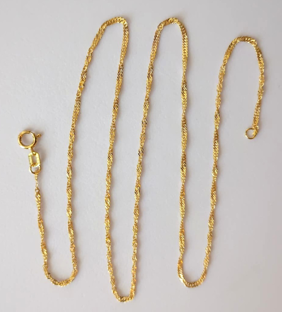 10k Solid Yellow Gold 1.3mm Singapore Link Necklace 18″ Made in Italy – NEW