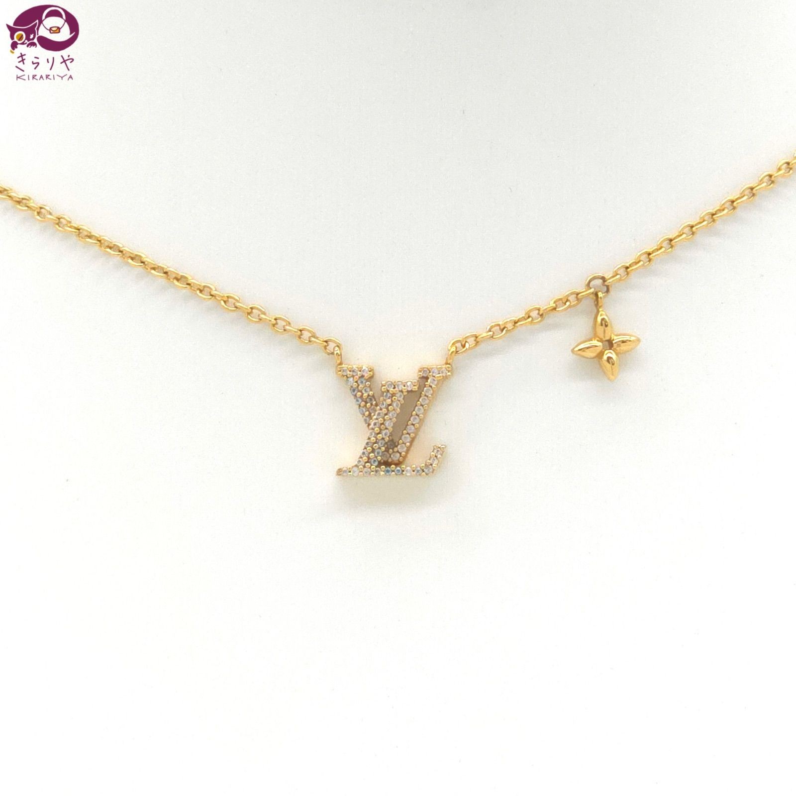 LOUIS VUITTON M00596 Necklace LV Iconic Length 42-47cm Gold Color Metal Strass