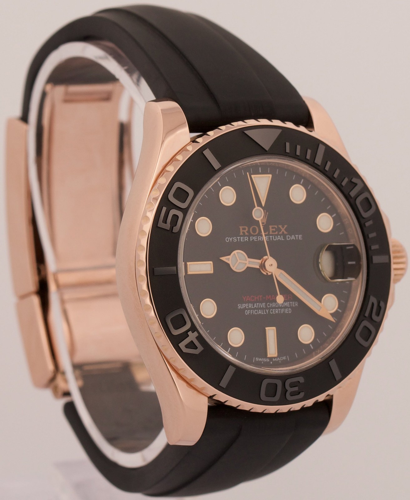 Rolex Yacht-Master BLACK 18K Rose Gold OYSTERFLEX Rubber 37mm 268655 YM1 Watch