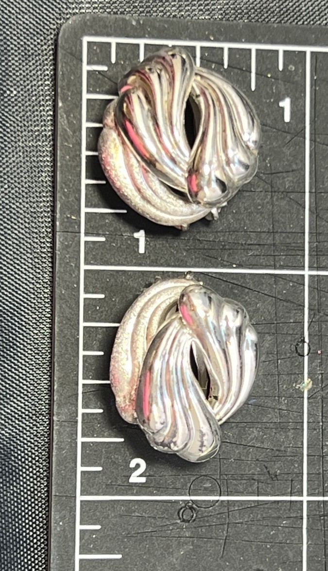 Vintage Classic 925 Silver Round Knot Clip On Earrings Germany Wire Back 7.71g