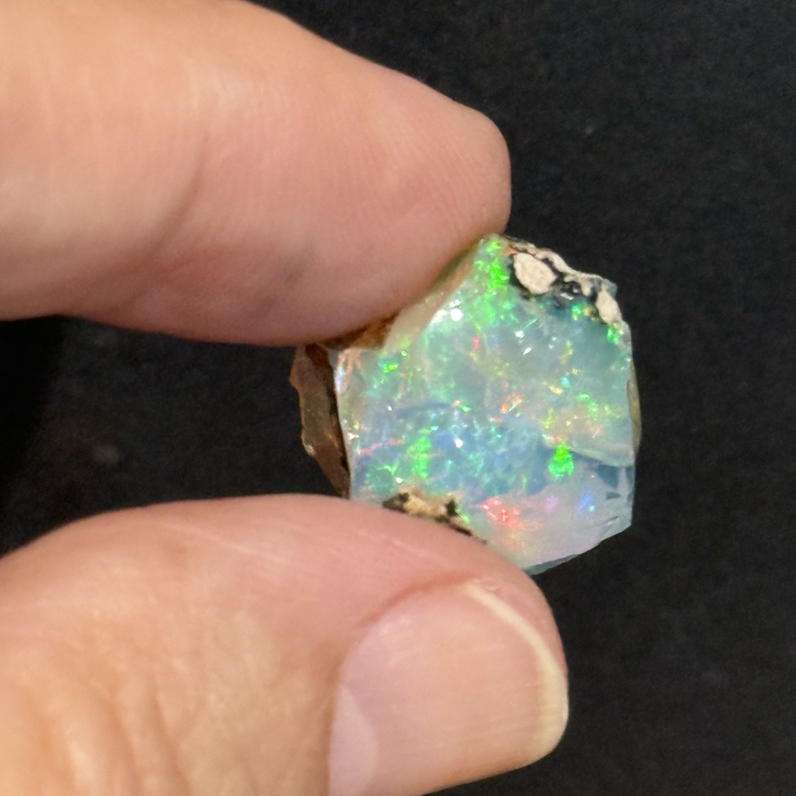 10.95ct 16.3×15.2mm Colorful Ethiopian Welo Opal Rough Rock Gem Wire Wrapping