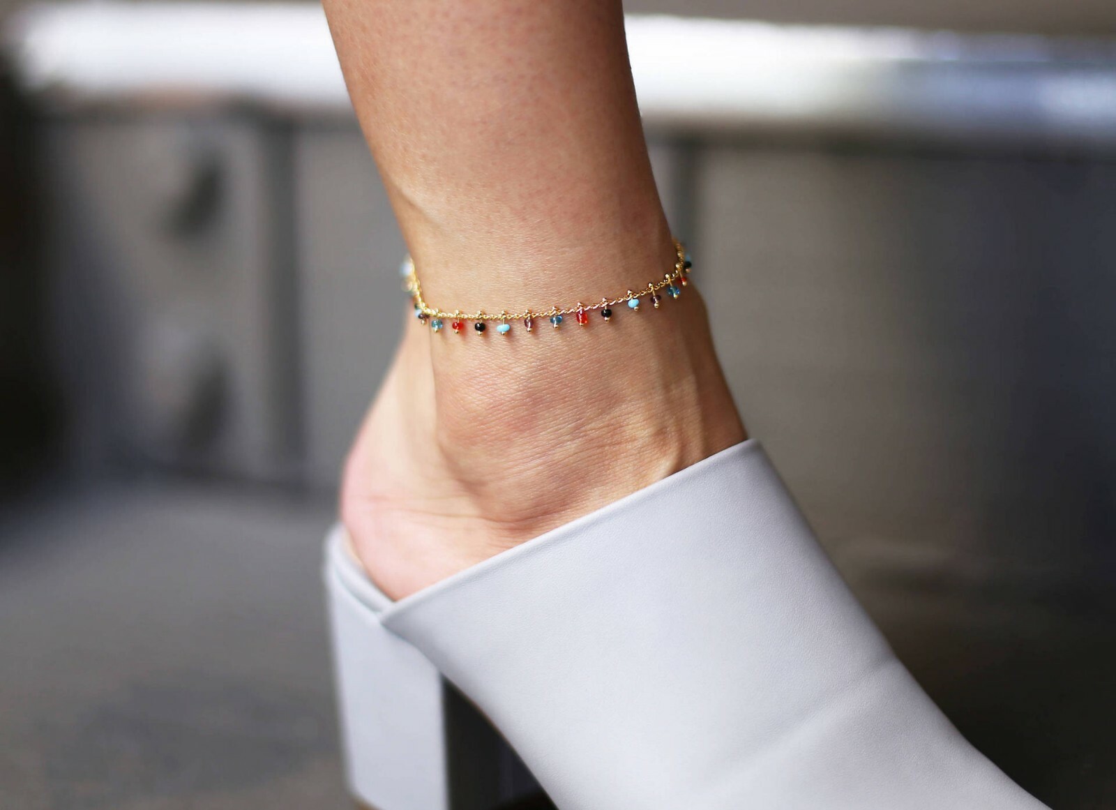 Fashion Women Ankle Chain Jewelry Anklet Bracelet Rainbow Colorful Beads 1016