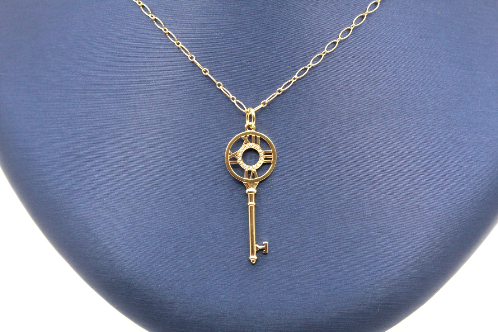 Tiffany & Co. Atlas Key Necklace 20″ 18K & Diamonds