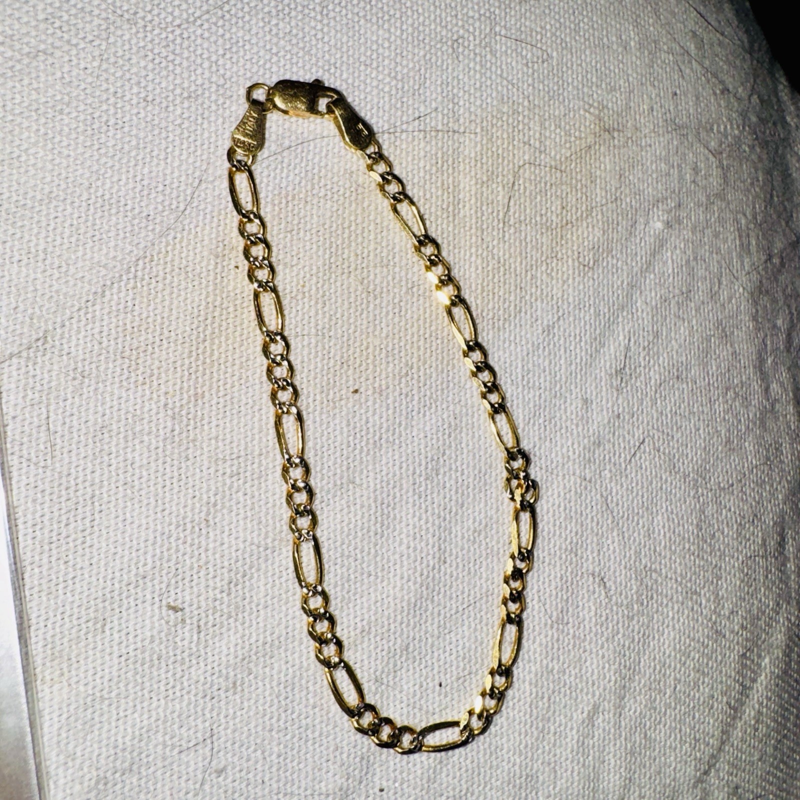 Vintage 14K Yellow Gold Figaro Link Bracelet 7 1/8″ Italy 3.24g