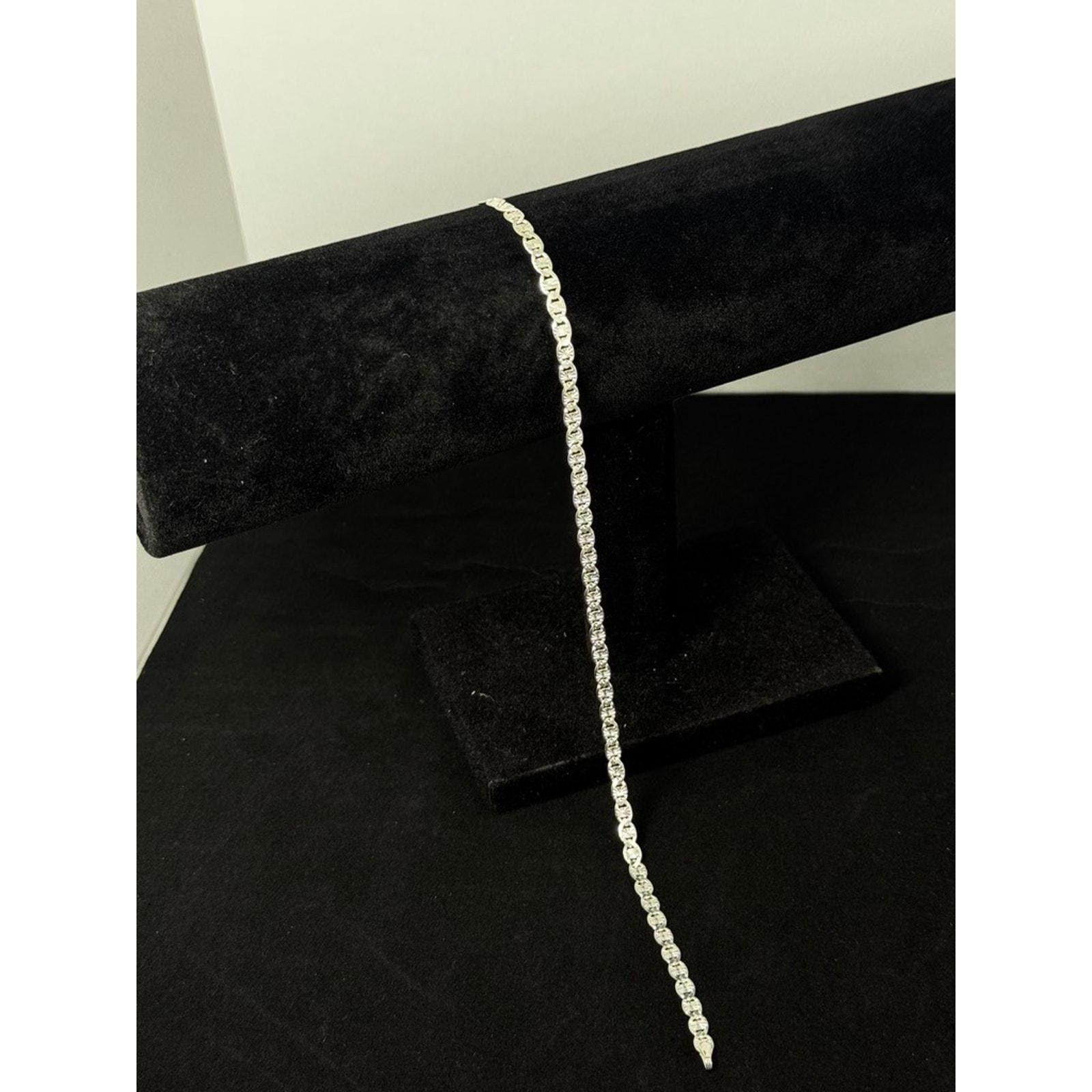 Sterling Silver Mariner Link Chain Necklace 19 Inch 4.2mm Diamond Cut 4.7g