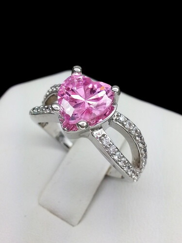 Cubic Zirconia Heart Engagement Ring 14k Gold Plated Sterling Valentine Gifts