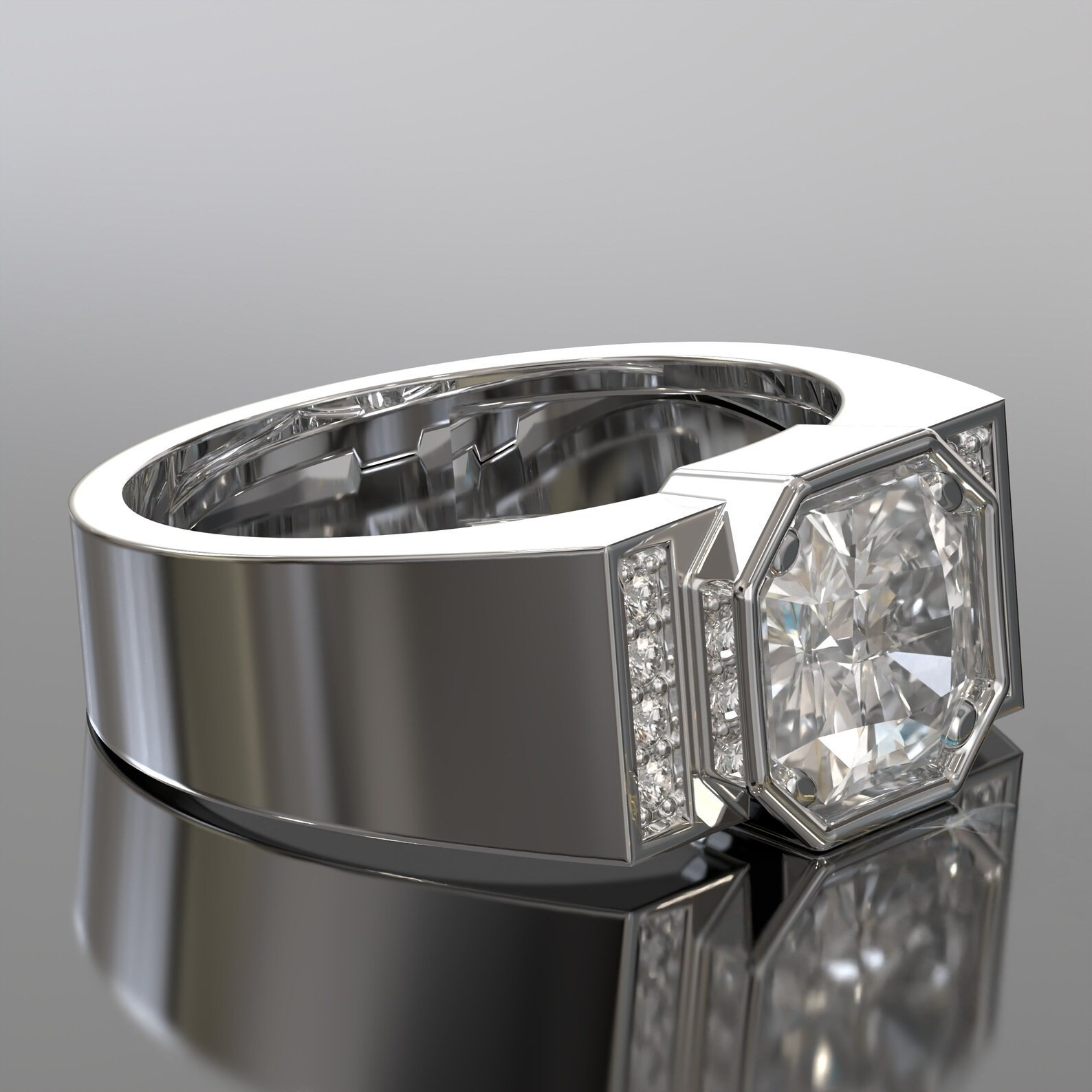 Rare 3.15 Ct Certified White Diamond Men’s Solitaire Ring 925 Silver Free Tariff