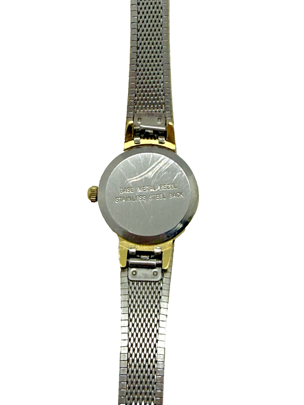 Vtg Benrus Diamond Quartz Women’s Watch Black Dial Gold Tone Stainless Steel