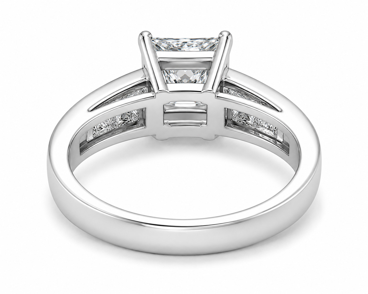 2.5 Ct Princess Silver Simulated Diamond Engagement Wedding Ring Channel