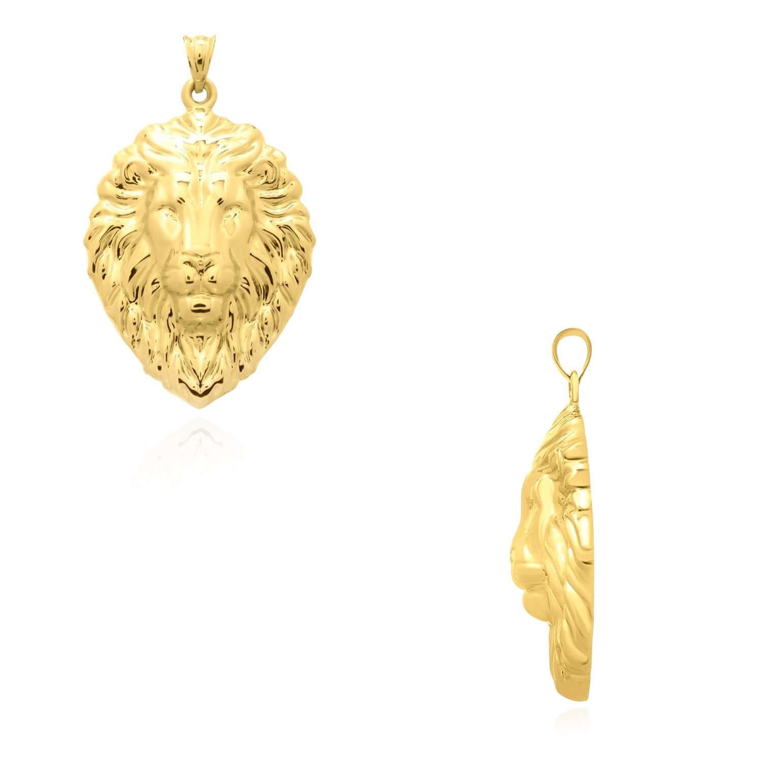 14K Real Gold Lion Head Pendant 1.4″