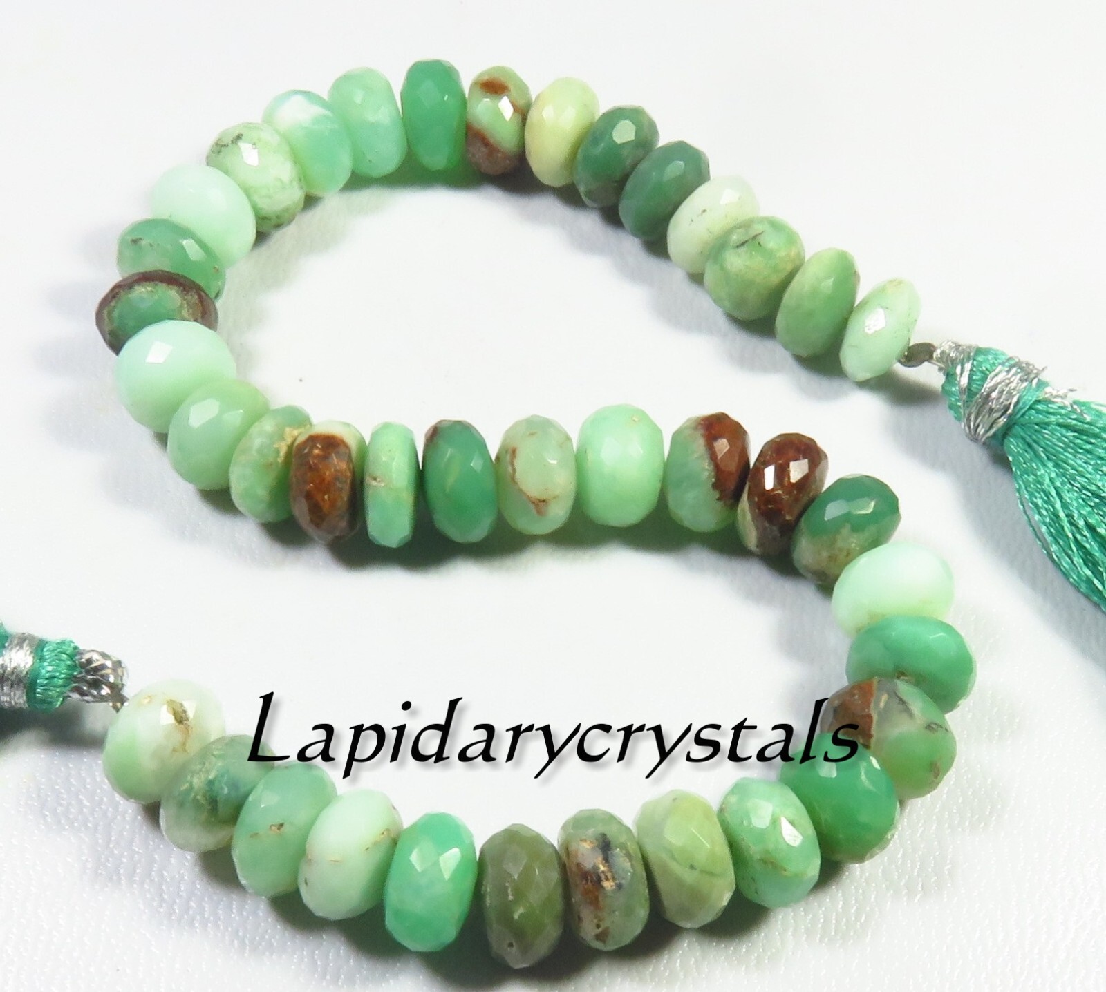 Natural Green Opal Rondelle Faceted Gems Beads 8-8.5 mm 8″Strand DIY Use LC-816