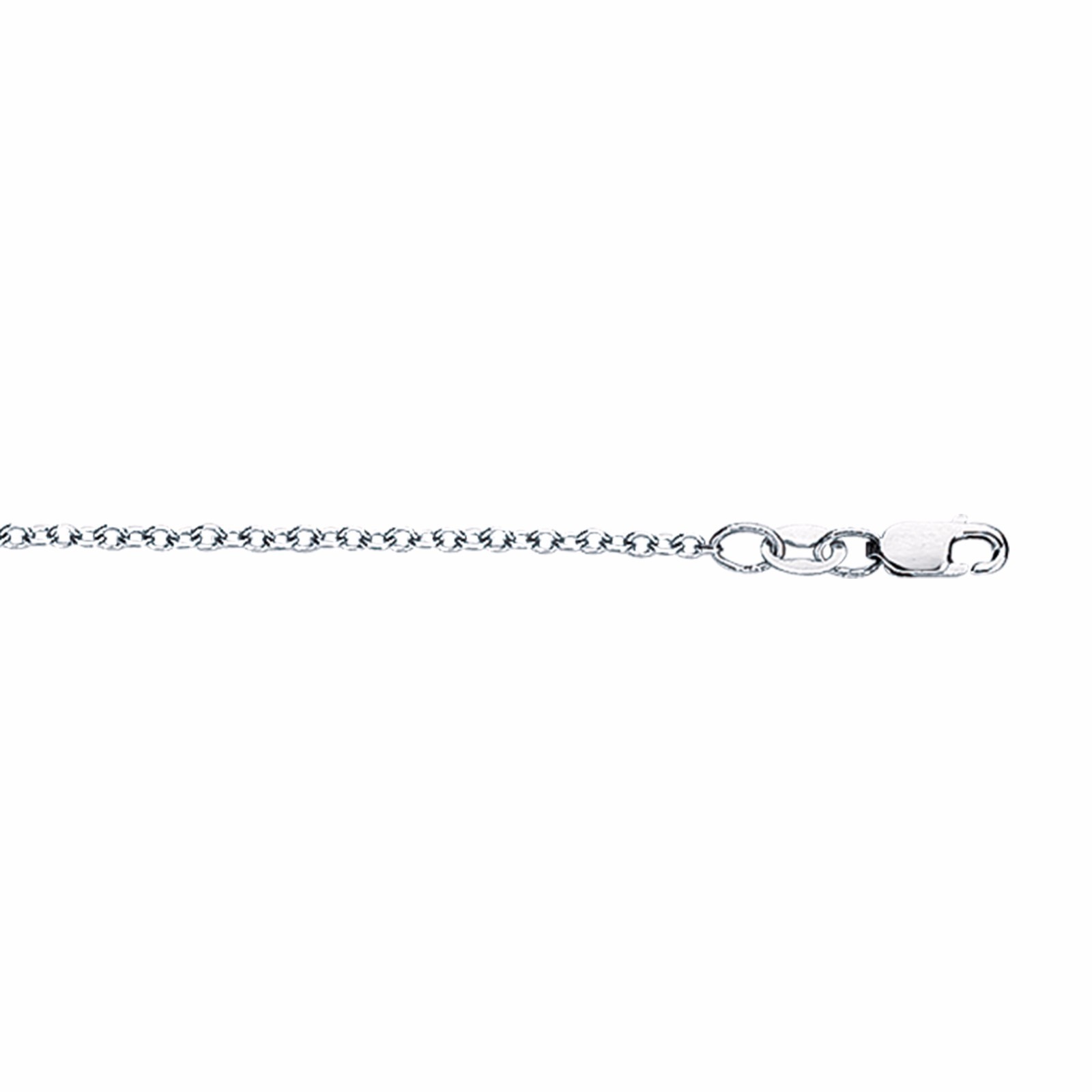 18k White Gold 18″ Solid Cable Link Pendant Chain/Necklace 1.4 mm 3 grams