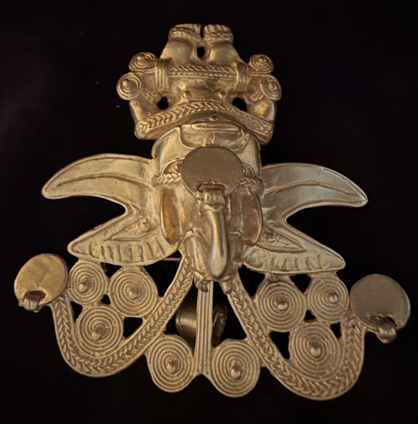 L.A. Cano 24k Gold Plate Metal Pre-Columbian Reproduction Pin Brooch