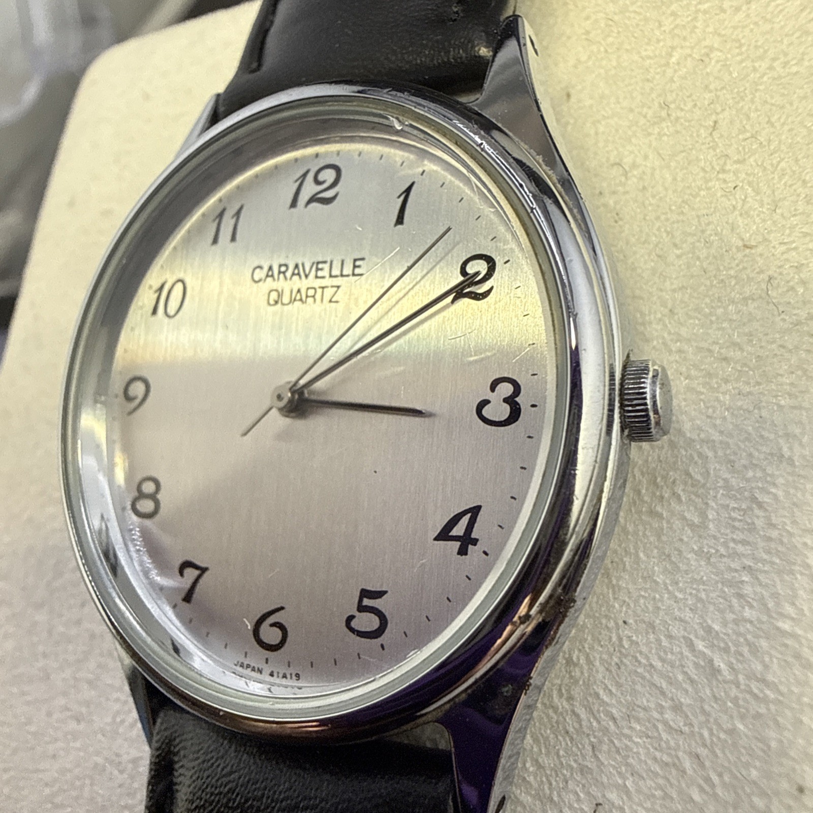 Vintage Caravelle By Bulova Men’s Mechanical Watch Working New leather Band 32MM