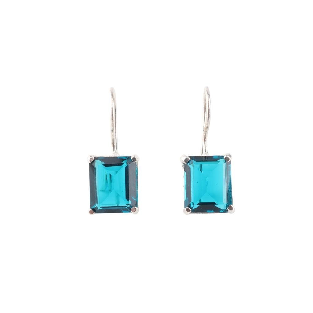 Apatite Rectangle Gemstone 925 Sterling Silver Handmade Earring Gift Her Women