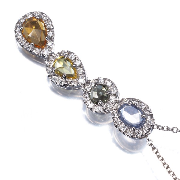 Sapphire Diamond Necklace 18K 750 White Gold