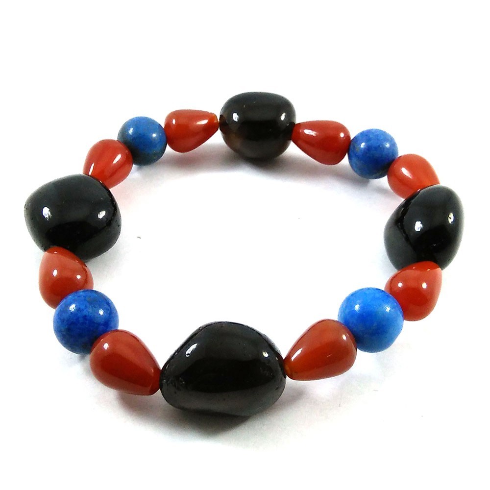 Natural Beaded Stretch Bracelet Smooth Round Beads 7.25″ Handmade Jewelry Gift