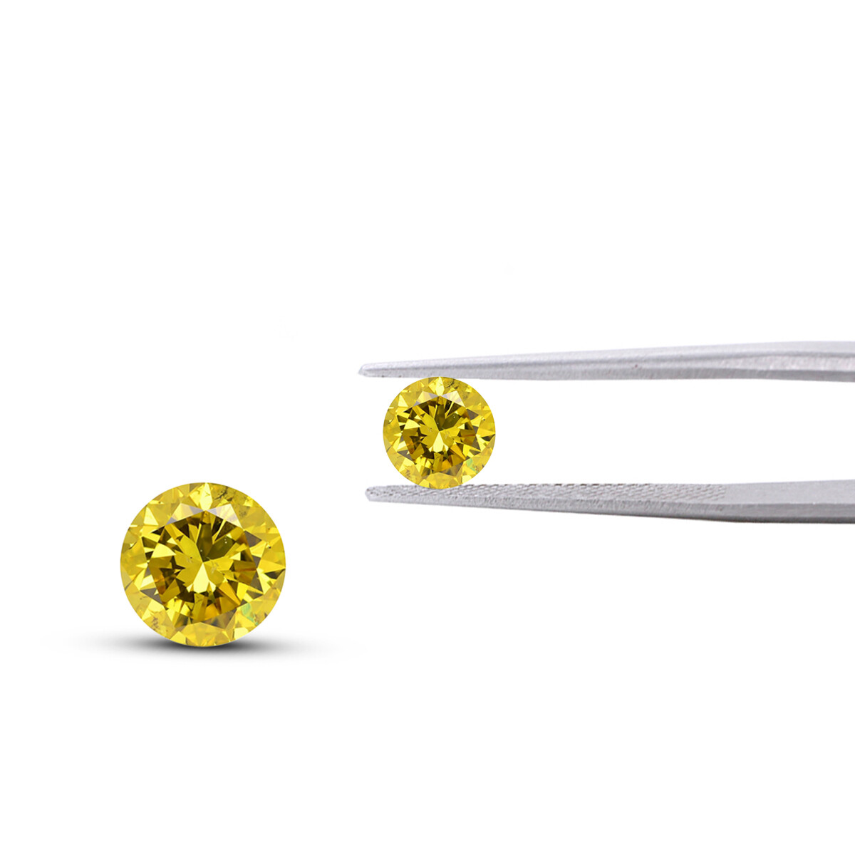0.66cts 4.3mm Matching Round Pair Fancy Yellow Natural Earth Mined Loose Diamond