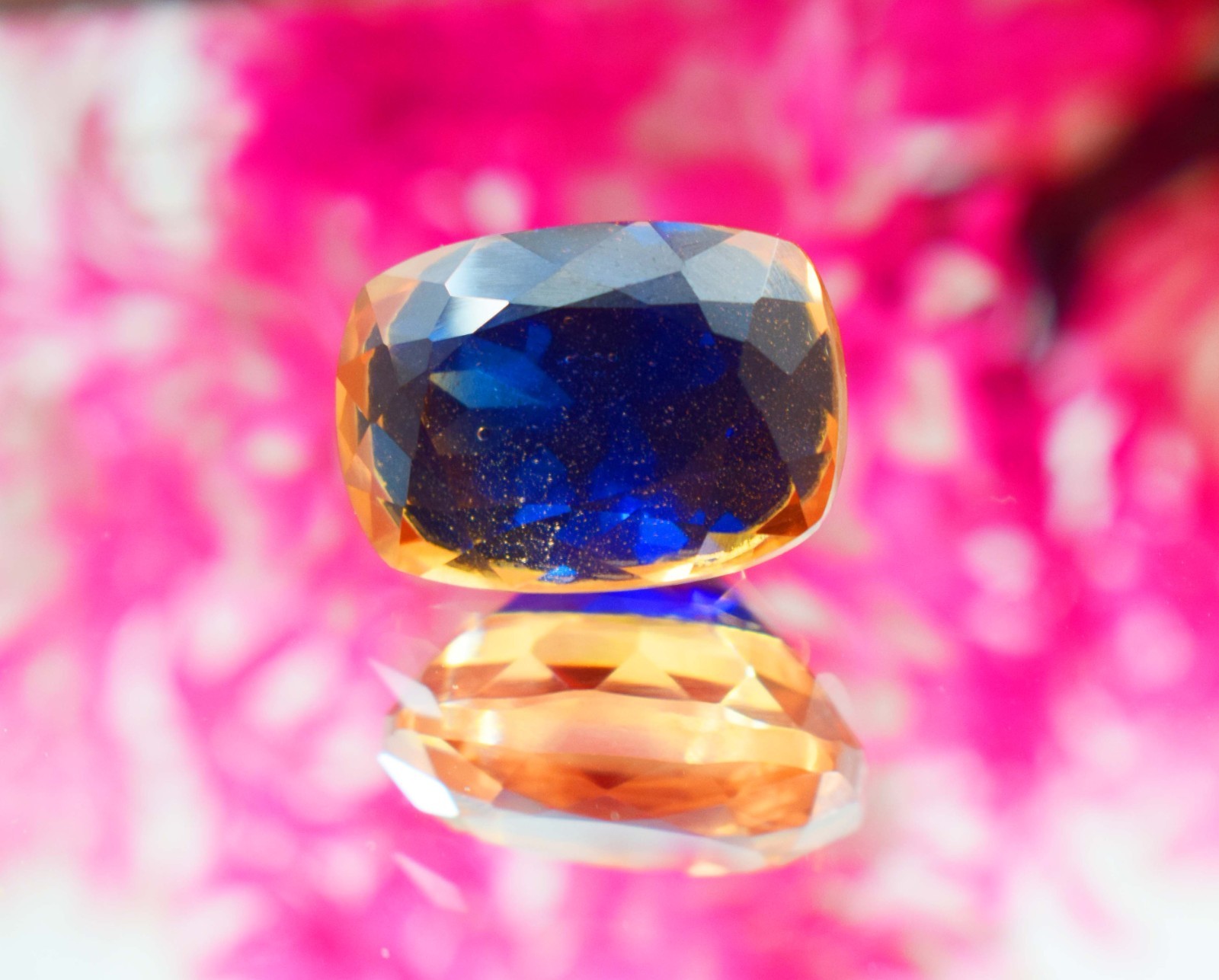 12Ct Pitambari Sapphire Bi-Color | Cushion Cut Loose Pitambari Gemstone Jewelry