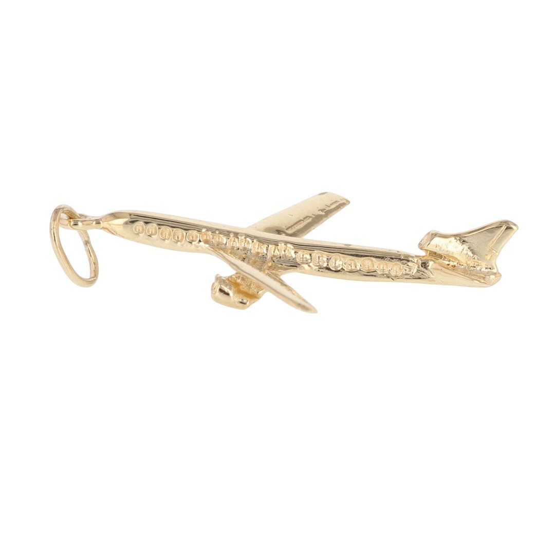 1.25″ Airplane Shaped Pendant without Chain 14k Yellow Gold 1.88 Grams
