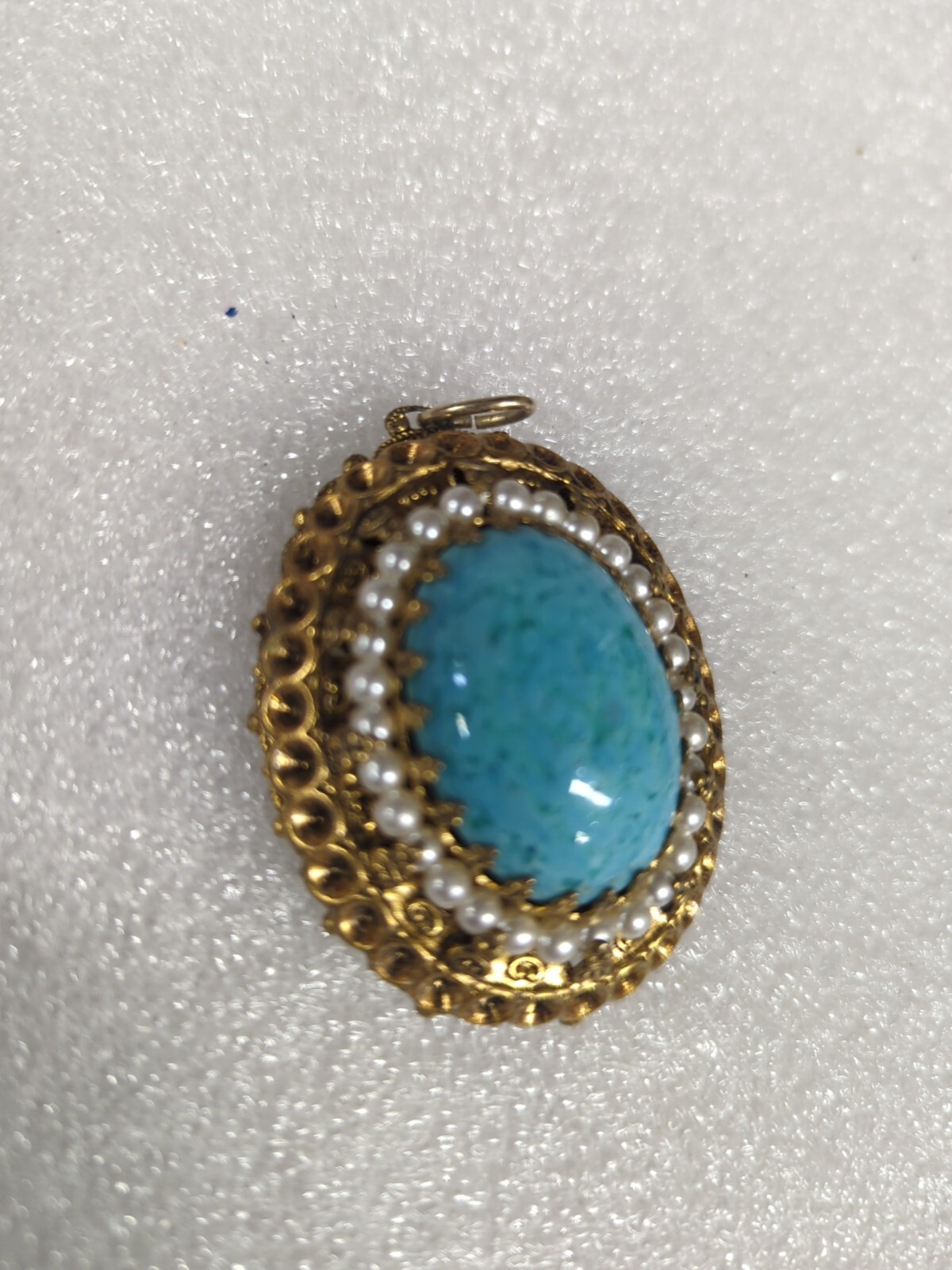 Statement Pendant Light Blue Turquoise Colored Stone(Unknown Stone)