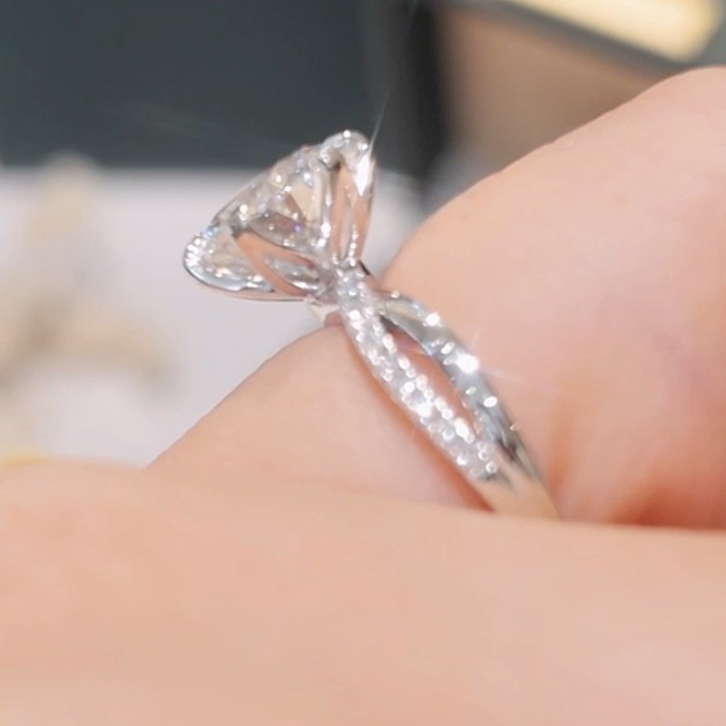 3.17CTW Round Cut Moissanite Twisted Band Engagement Ring 14K White Gold Plated