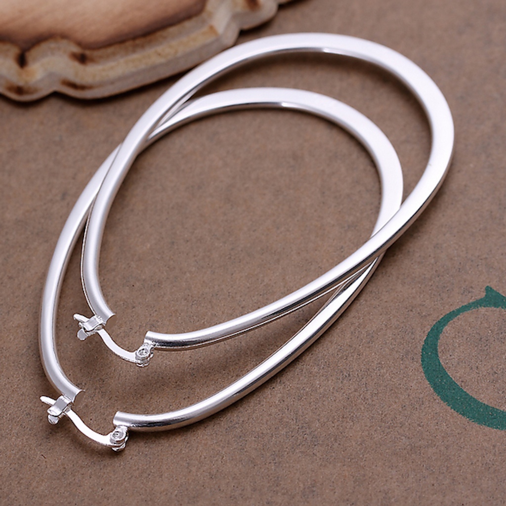 925 Sterling Silver Hoop Pierced Earrings 2.7″ inch L1