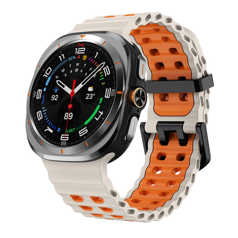 Marine Band For Samsung Galaxy Watch Ultra 47mm Strap TwoColor Silicone Sport
