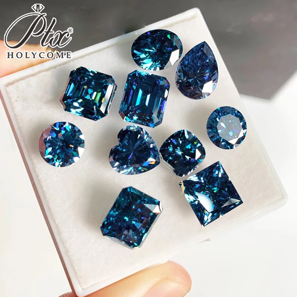 2-10CT Original Royal Blue Moissanite Stone Loose Moissanite Cushion Gemstones