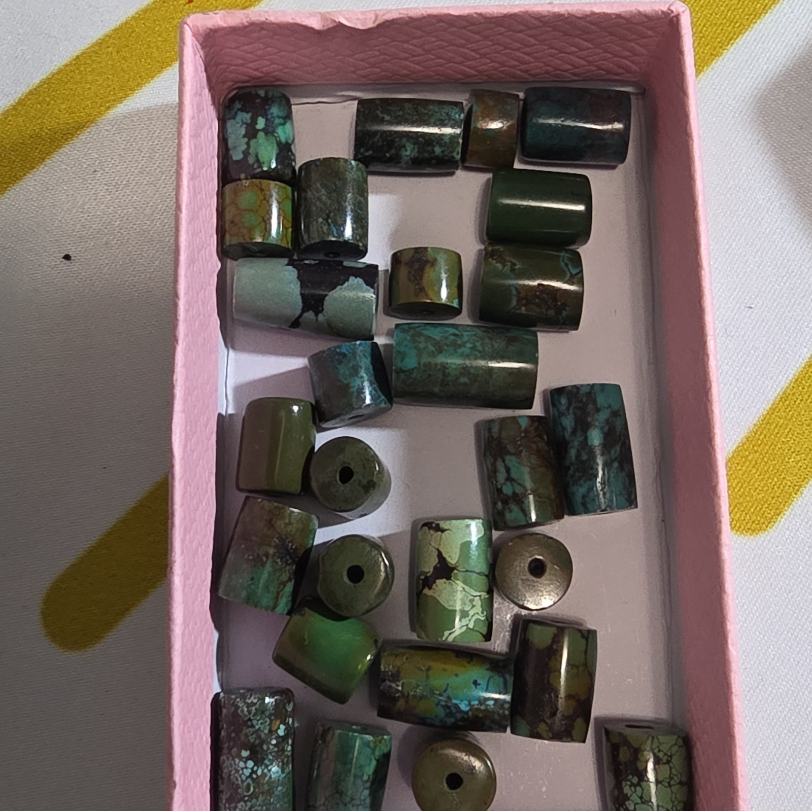 Polished Stone Tube Beads Lot Center-Drilled Green Blue Black Diferentes Medidas