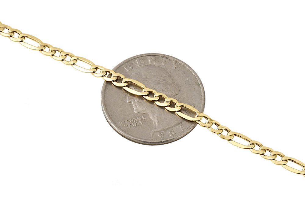 Genuine 10K Yellow Gold Figaro Chain 3.50mm Necklace High Polished 16-30 Inches