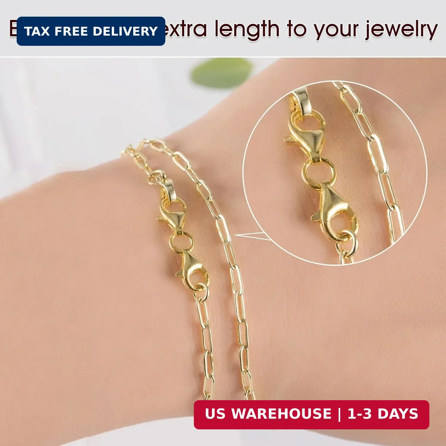 OHINGLT Double Lobster Claw Clasps Necklace Extender Silver and Gold, Double End