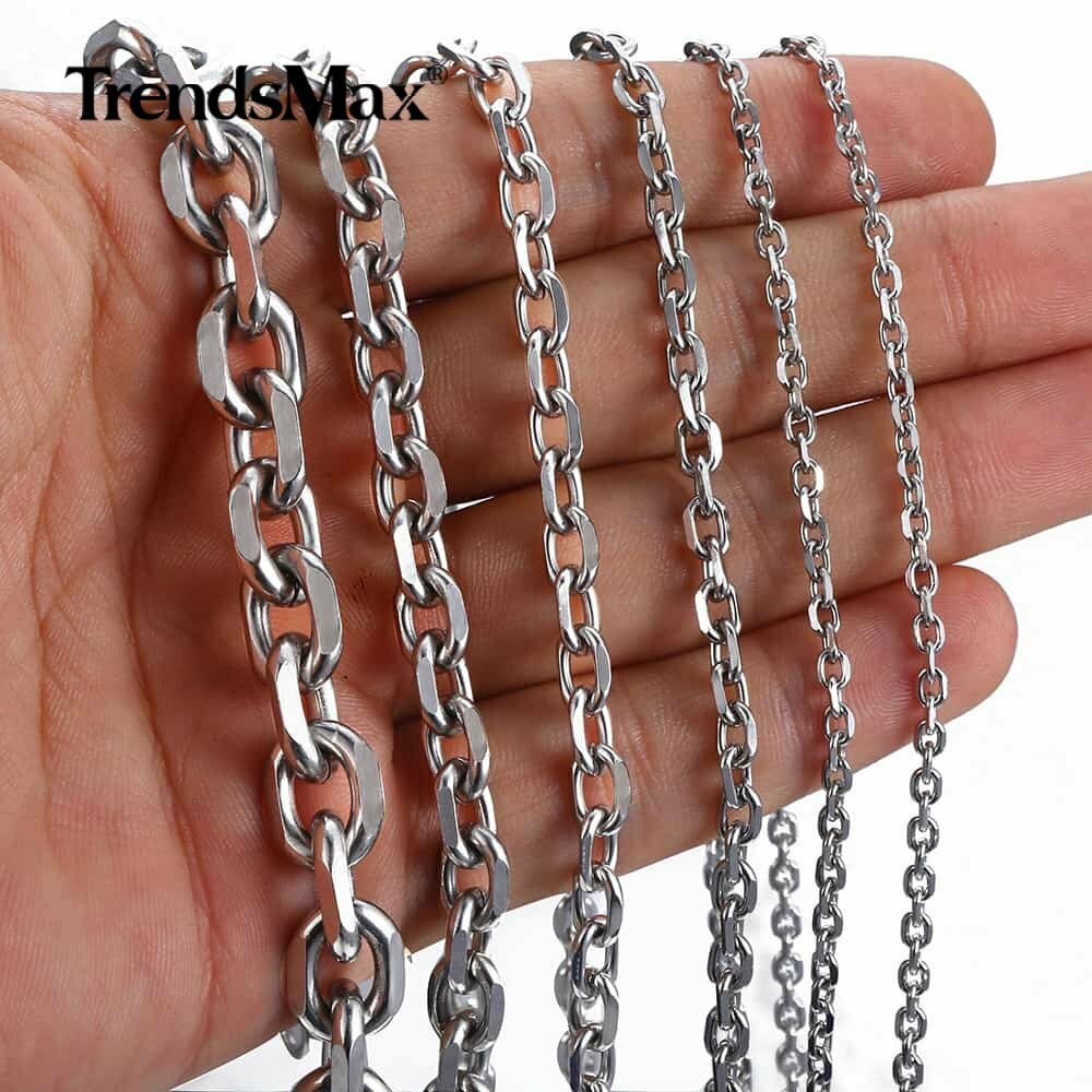 USA Stock 2/3/4MM Cable Rolo Stainless Steel Chain Necklace Men Choker 18-28″