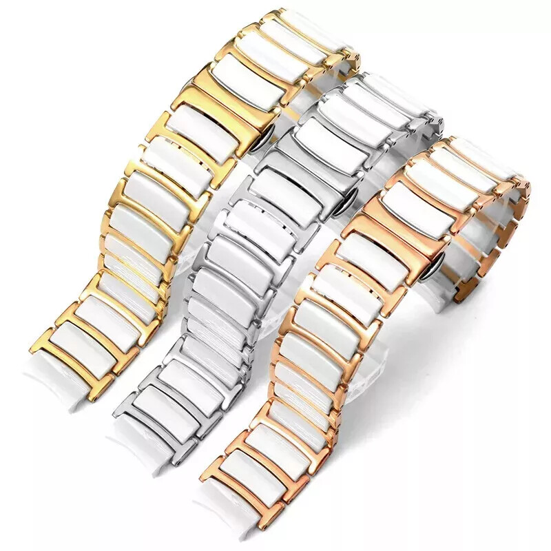 Steel Ceramic Watchband for Rado Centrix 12-20mm Men Women Butterfly Buckle Band