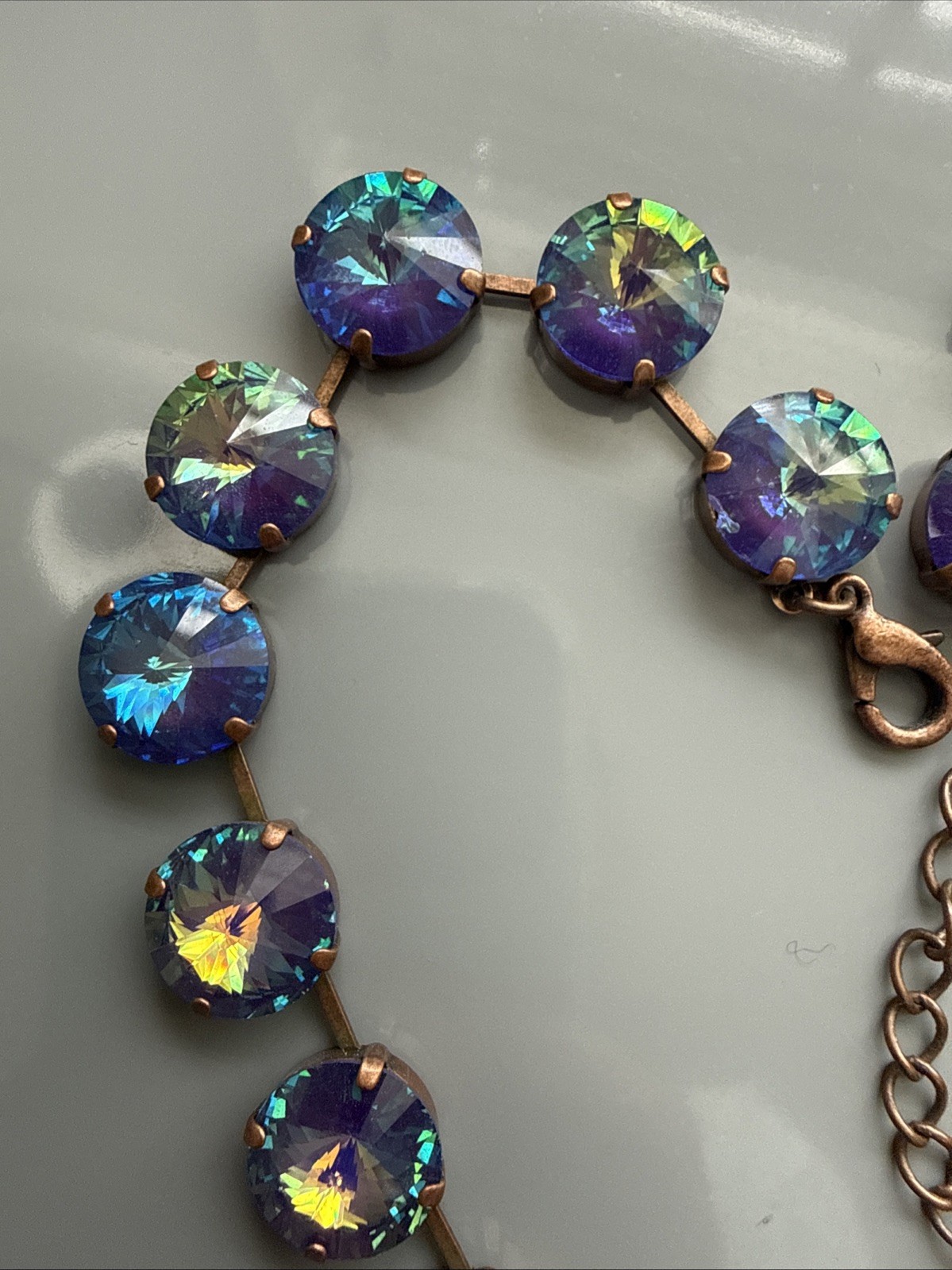 Authentic Sabika Manhattan Choker Necklace 15mm Iridescent Blue Teal Crystal