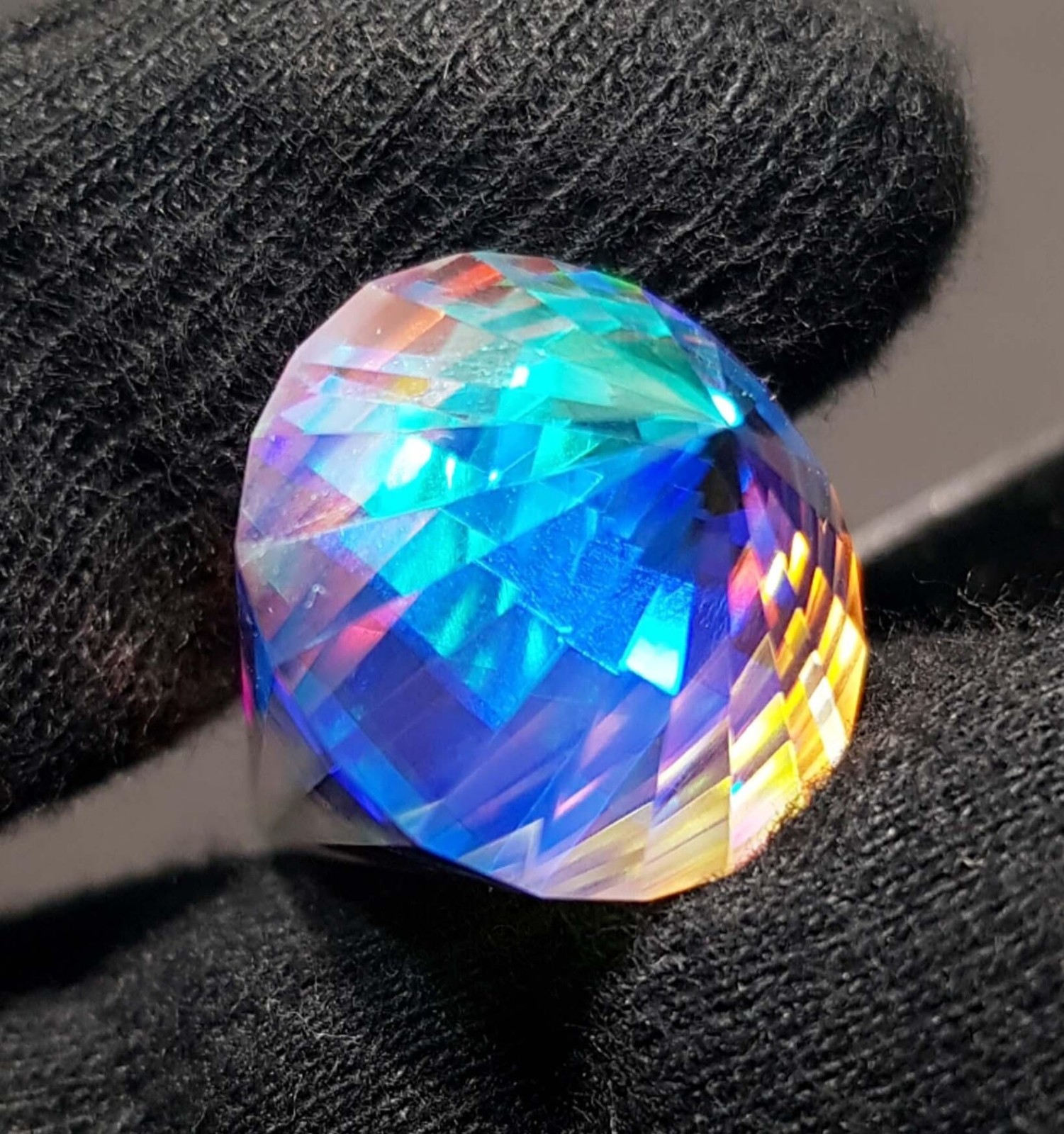 46 Ct Natural Mystic Topaz Gemstone: Rainbow Fire Fancy Cut Stone