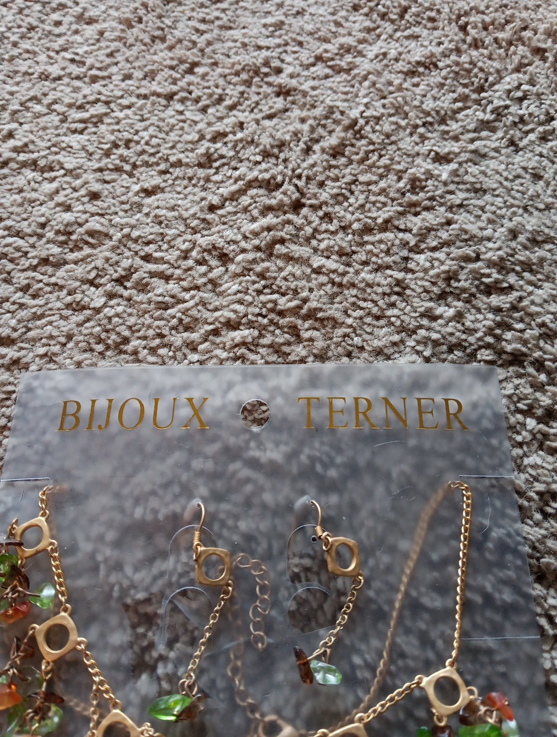Blioux Terner Gold-Tone Bib Necklace Earrings Set New Old Stock Vintage Chunky