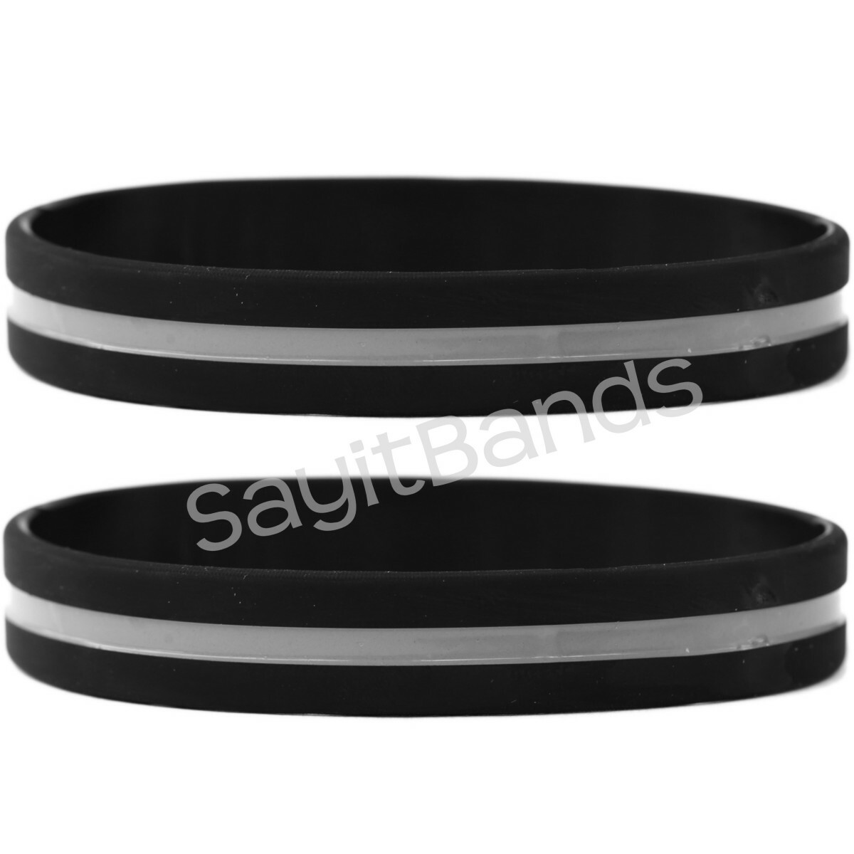 2 Thin Gray Line Wristbands – Two Corrections Officers Awareness Bracelets Bands