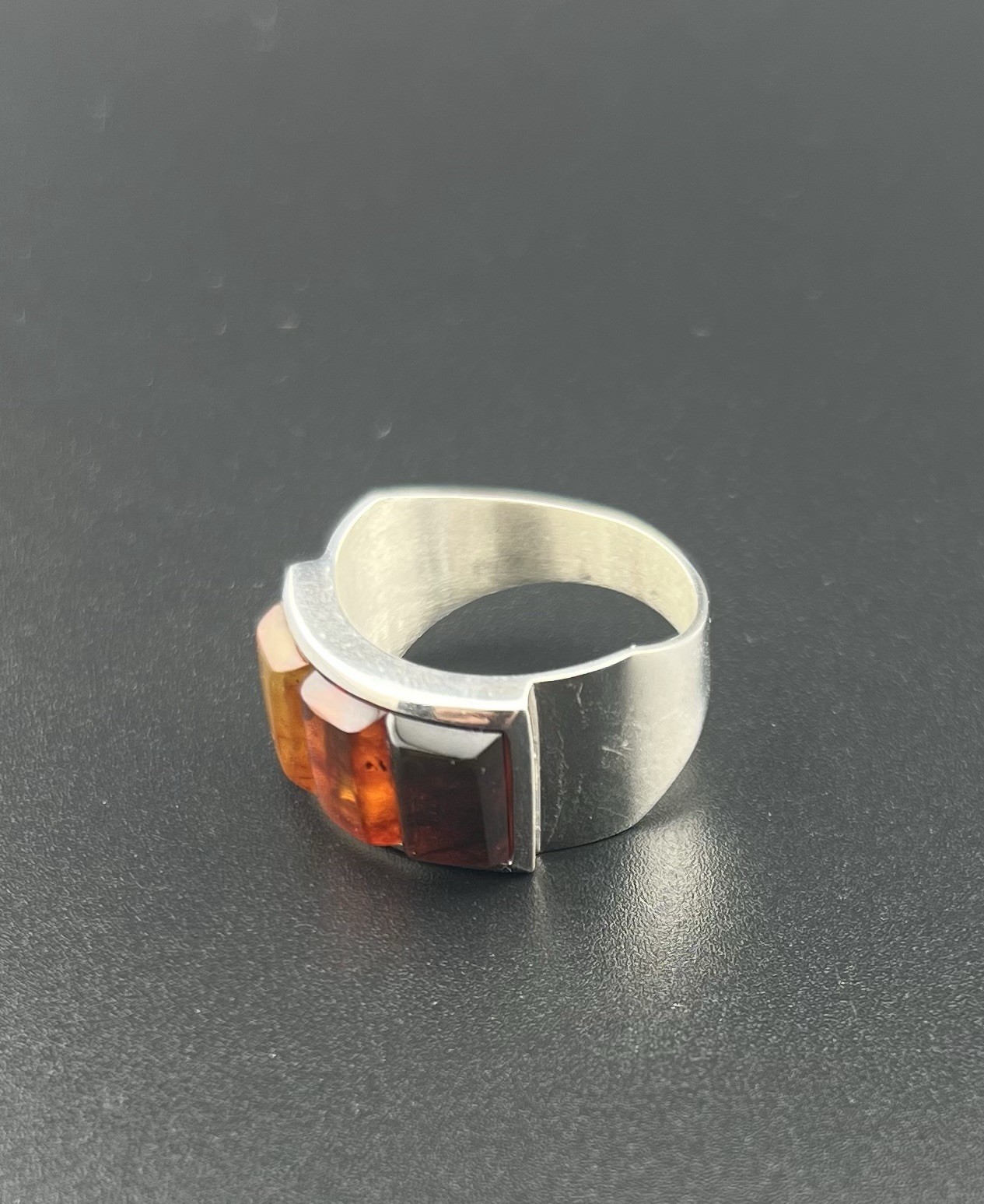 Jay King Mine Finds Red, Orange, And Yellow Stones Sterling Silver Size 8 Ring