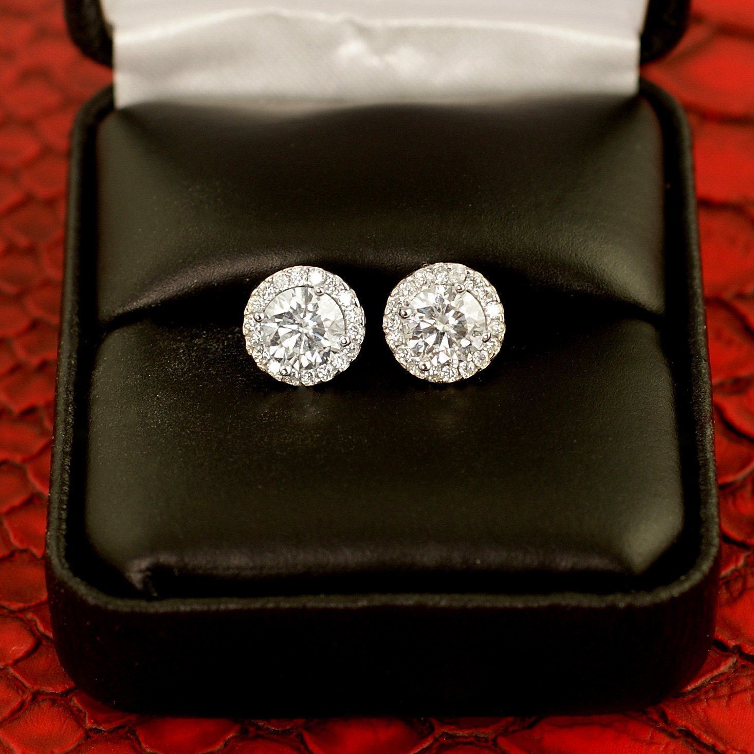 4.36 Carat Certified VVS1 Moissanite Halo Earrings 925 Silver