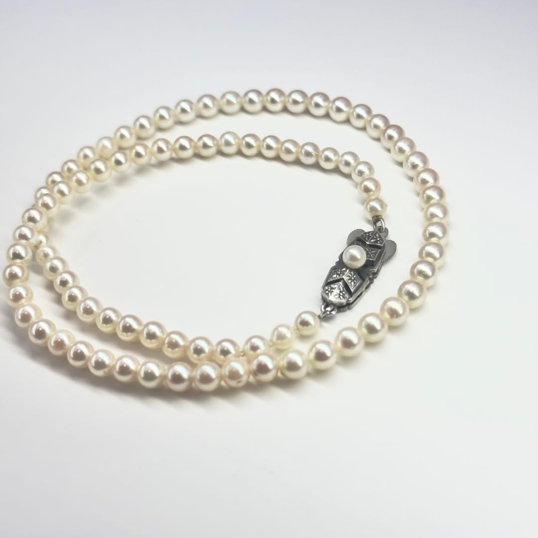 MIKIMOTO Baby Akoya Pearl Necklace 3.8-4.5mm Sterling Silver 36cm 10.9g Estate