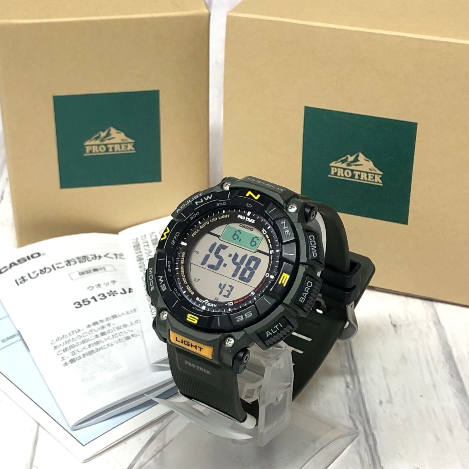 m001 X(60) CASIO PROTREK PRG 340 3JF Casio Pro Trek Green with box Climber Line