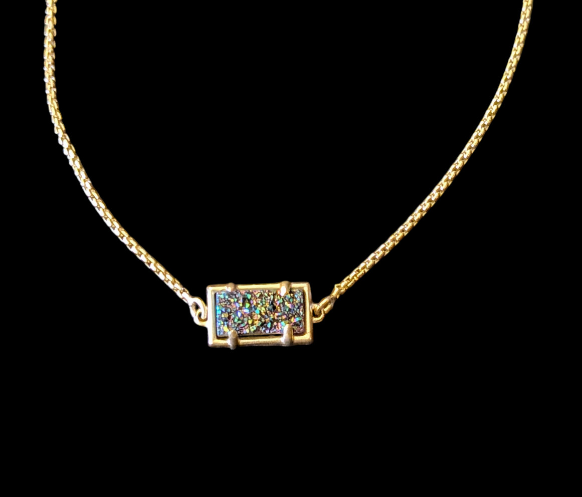 Kendra Scott Phillipa Druzy Square 12.2mm Pendant Brushed Gold OSFM Bracelet