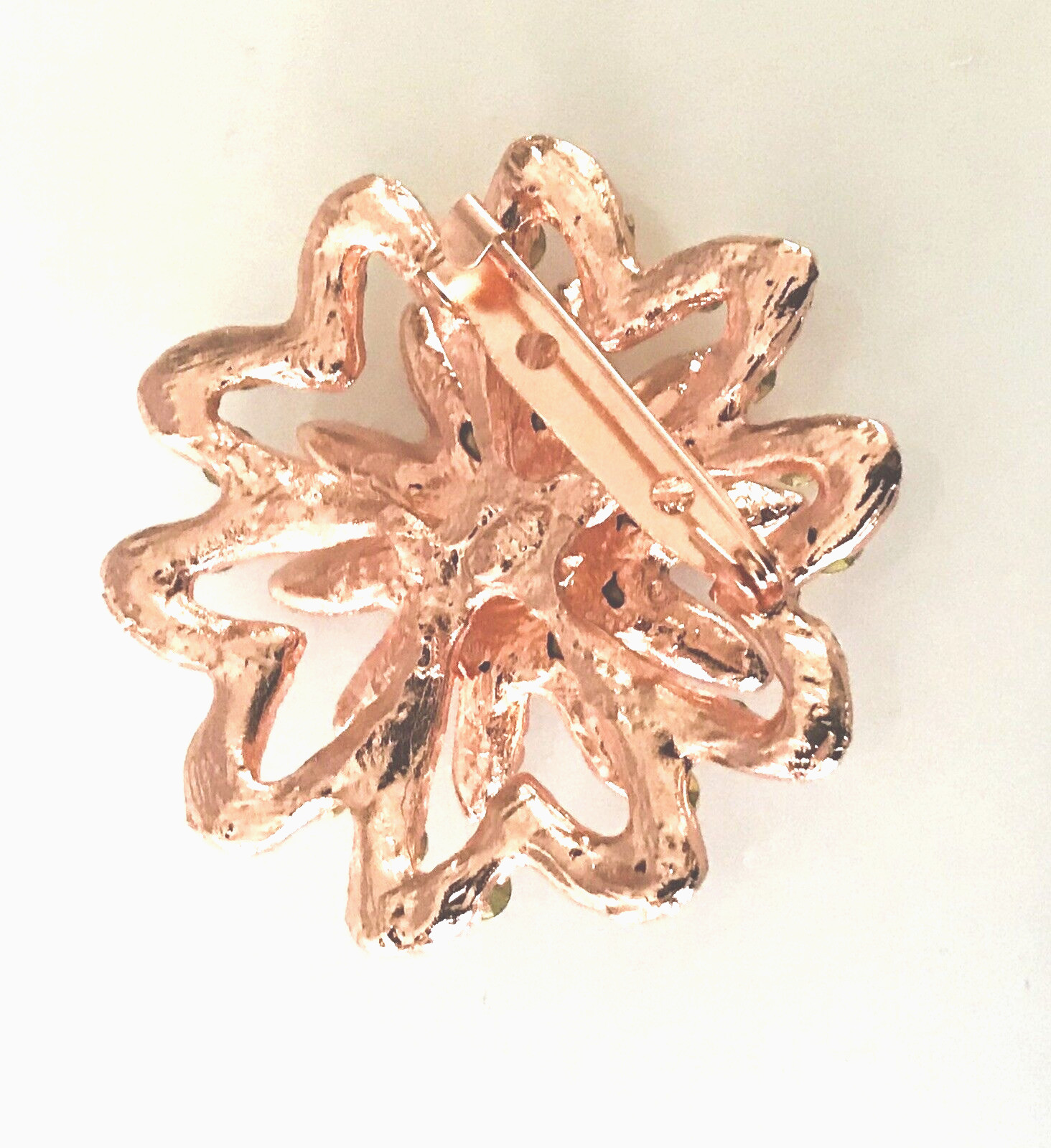 Large ROSE GOLD COLOURED Brooch Broach Pin Wedding SUGARCRAFT COSTUME JEWELERY