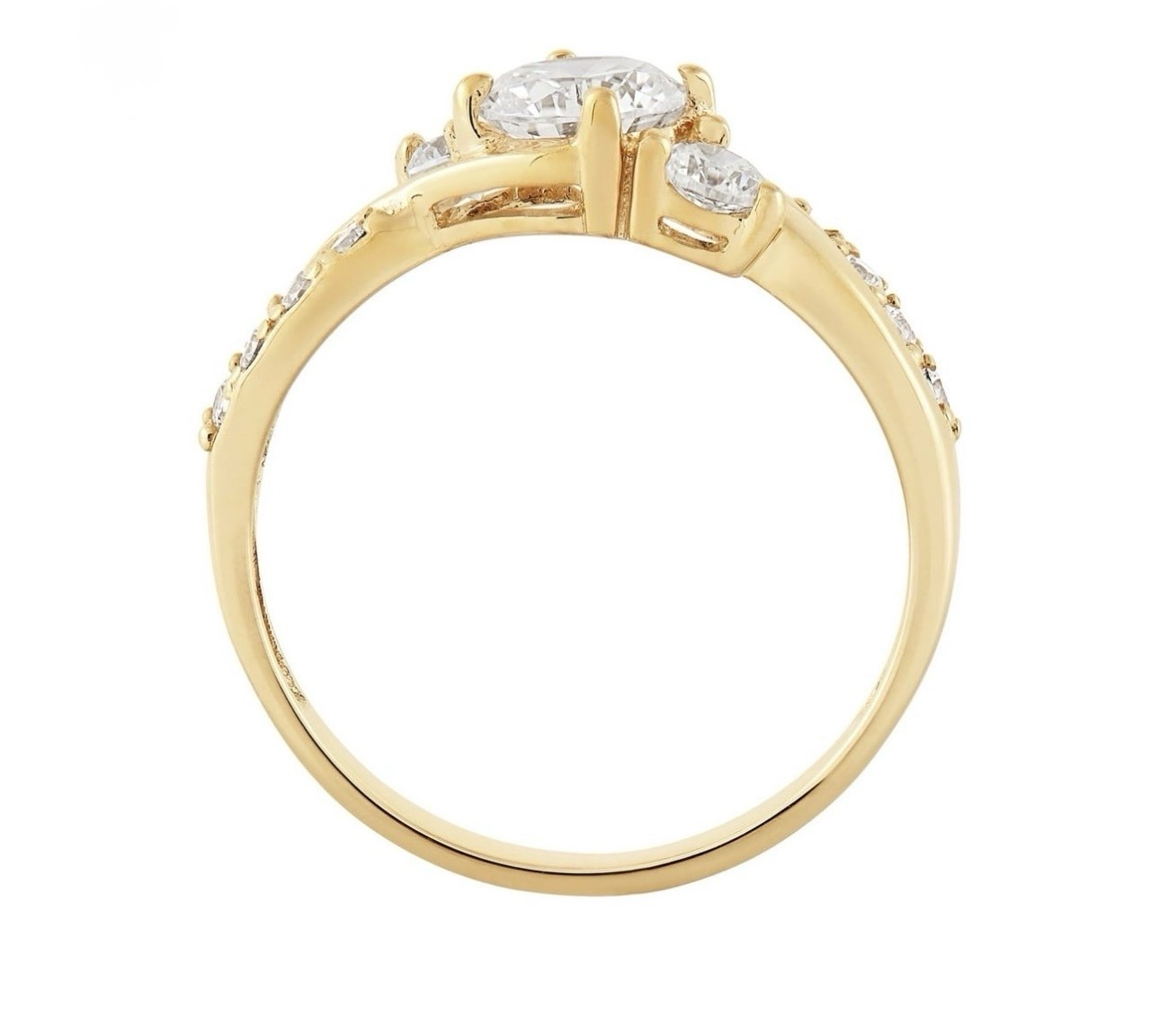 Brilliance Fine Jewelry 3-Stone Cubic Zirconia Engagement Ring 10K YellowGold 7