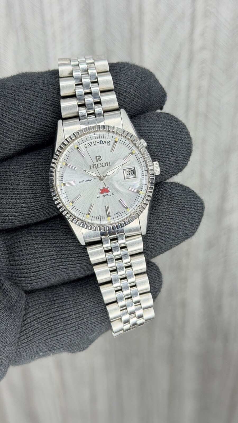 Ricoh President 061121 Automatic 21 Jewels White Dial Men’s Wristwatch Japan.
