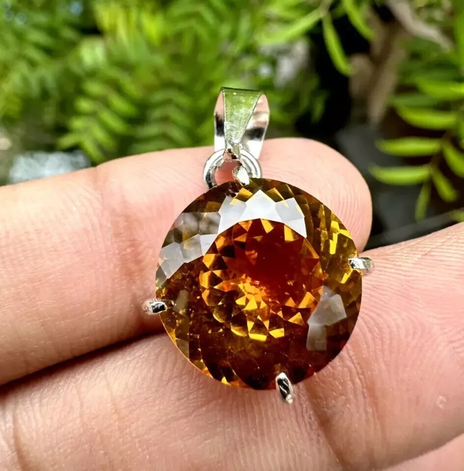 Natural Certified 23.12 Ct Orange Sapphire Loose Gem 925 Solid Silver Pendant