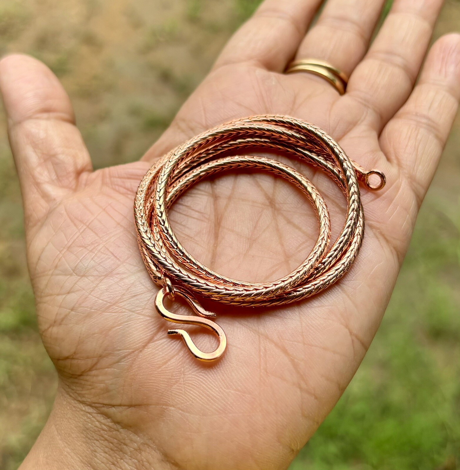 9 inch Pure Copper Hollow Foxtail Chain Anklet, Healing Copper Jewelry