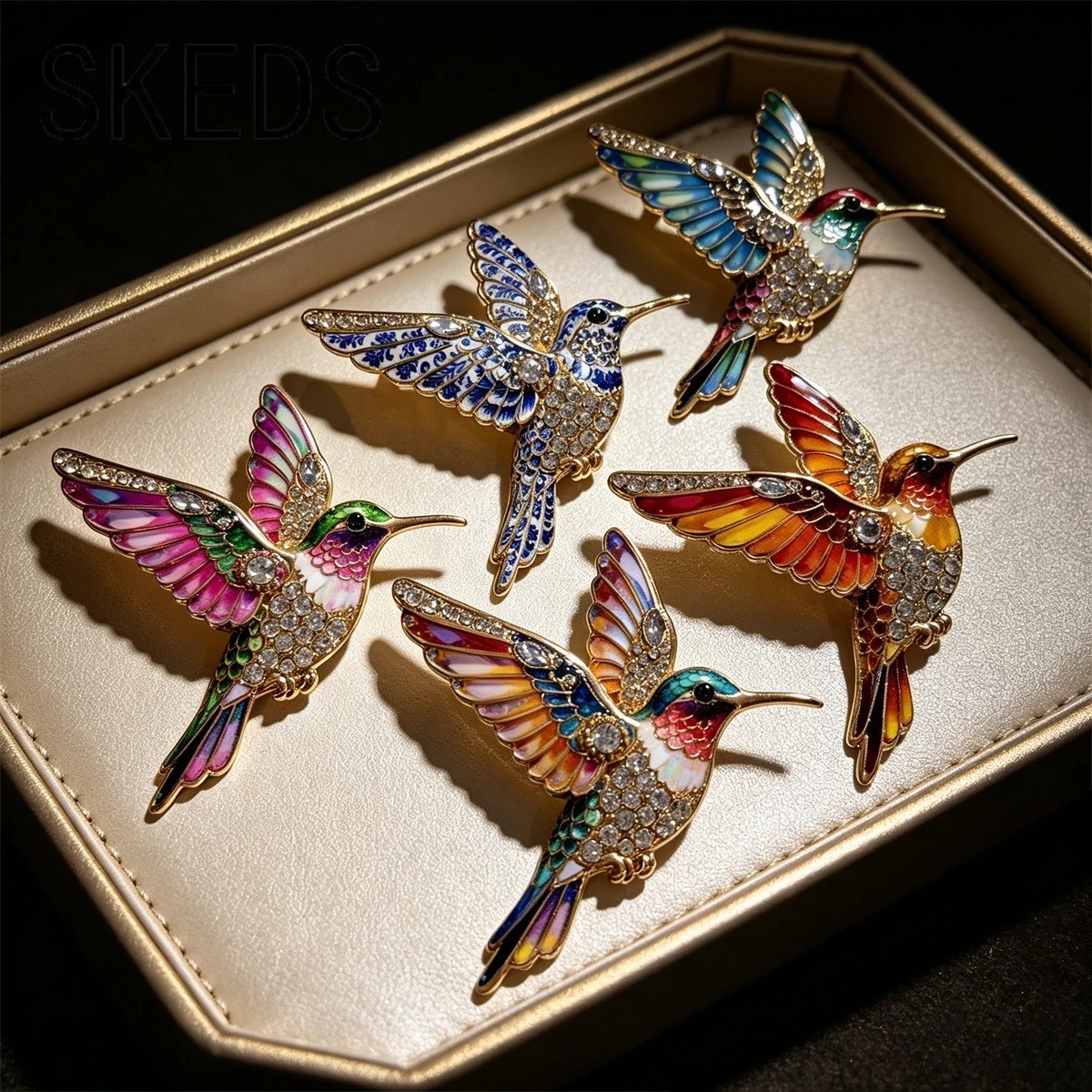 Luxury Rhinestone Hummingbird Brooch Bird Animal Pin Spring Summer Jewelry Gift