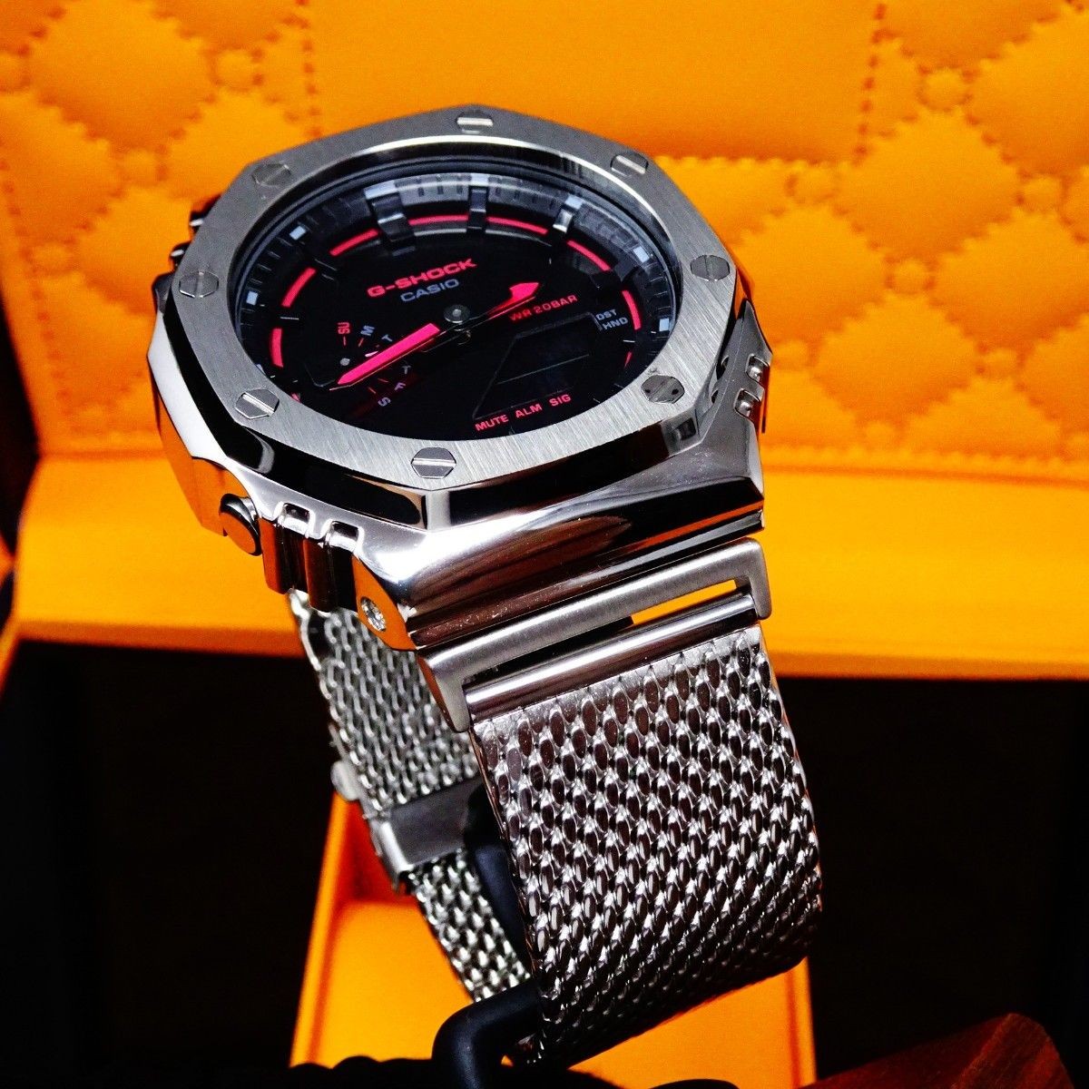 Brand New G SHOCK Custom Watch Includes GA2100k Body Stainless Silver Bezel Shar
